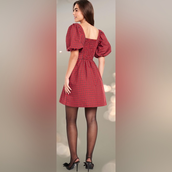 NWT Elegant Red Plaid Dress - Picture 10 of 16